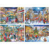 House Of Puzzles Hop Christmas Shopping 4 x 500 Piece Jigsaw Puzzle