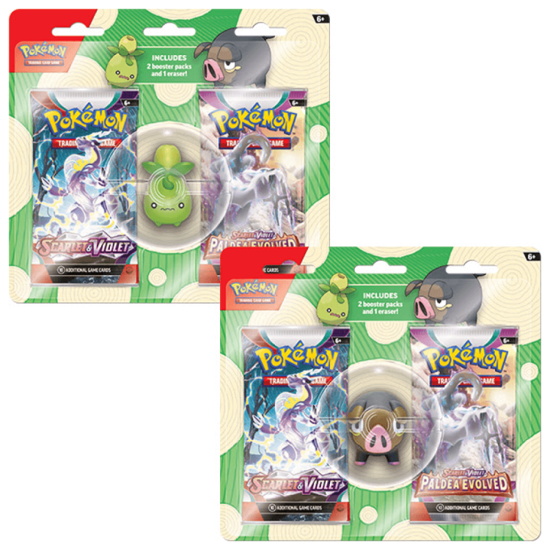 Pokémon TCG: Back to School Set Eraser + 2 Booster Packs 1 x Blister with Olivini or Gourmelet Eraser Assortment