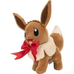 Pokémon Eevee Plush with Holiday Bow - 8-Inch Eevee Plush Soft Toy