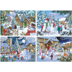 House Of Puzzles Hop Let It Snow  4 x 500 Piece Jigsaw Puzzle