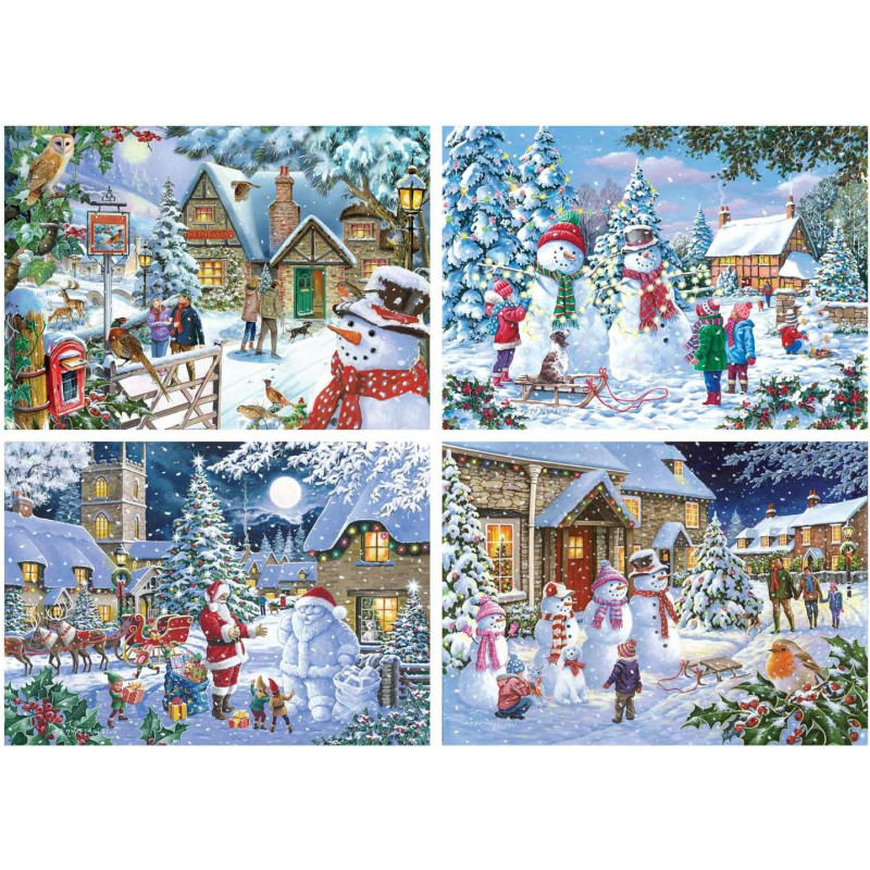 House Of Puzzles Hop Let It Snow  4 x 500 Piece Jigsaw Puzzle