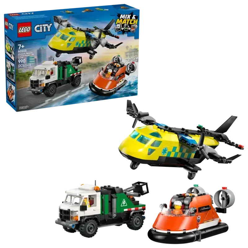 LEGO City Airplane, Service Truck & Hovercraft Remix 60505