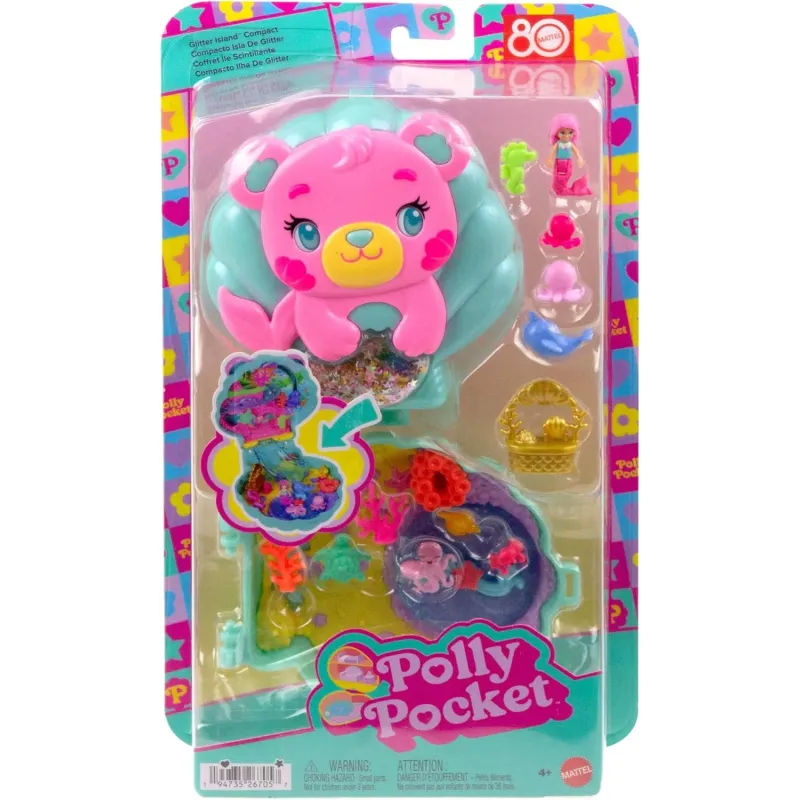 Polly Pocket Glitter Island Compact Playset & Mermaid Doll