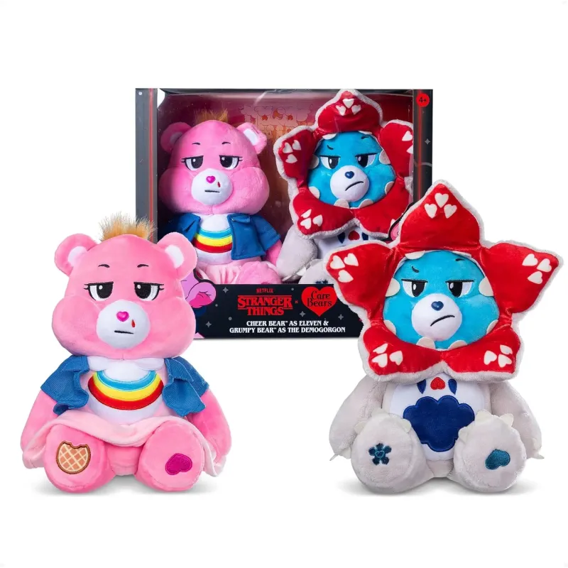 Basic Fun Care Bears x Stranger Things 2-Pack Boxed Set 30cm – Cheer Bear as Eleven & Grumpy Bear as Demogorgon