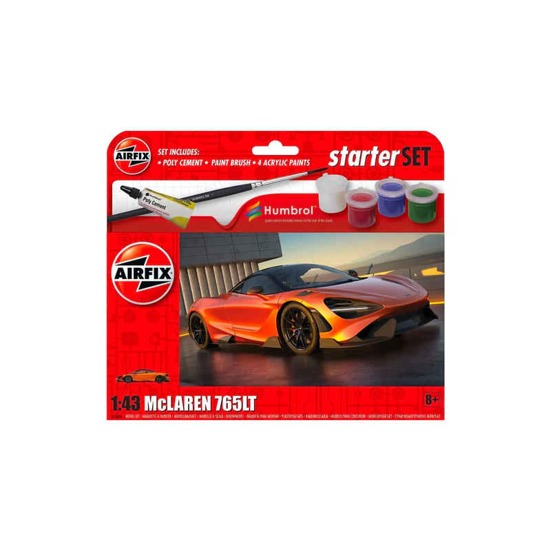 Airfix Starter Set - A55006 McLaren 765 Model Building Kit 8+