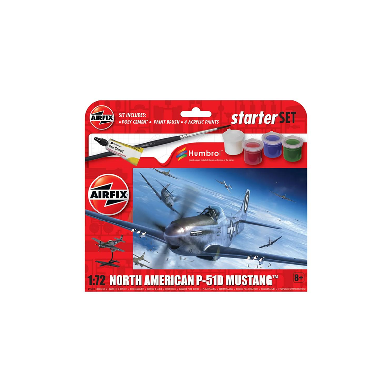 Airfix Starter Set - A55013 North American P-51D Mustang Model Building Kit 8+ Airfix Starter Set - A55013 North American P-51D Mustang Model Building Kit 8+