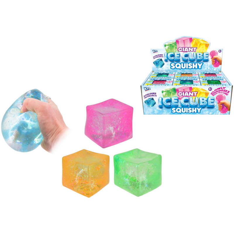 Giant Glittery Ice Cube Squishy Sensory Toy Assortment by KTL